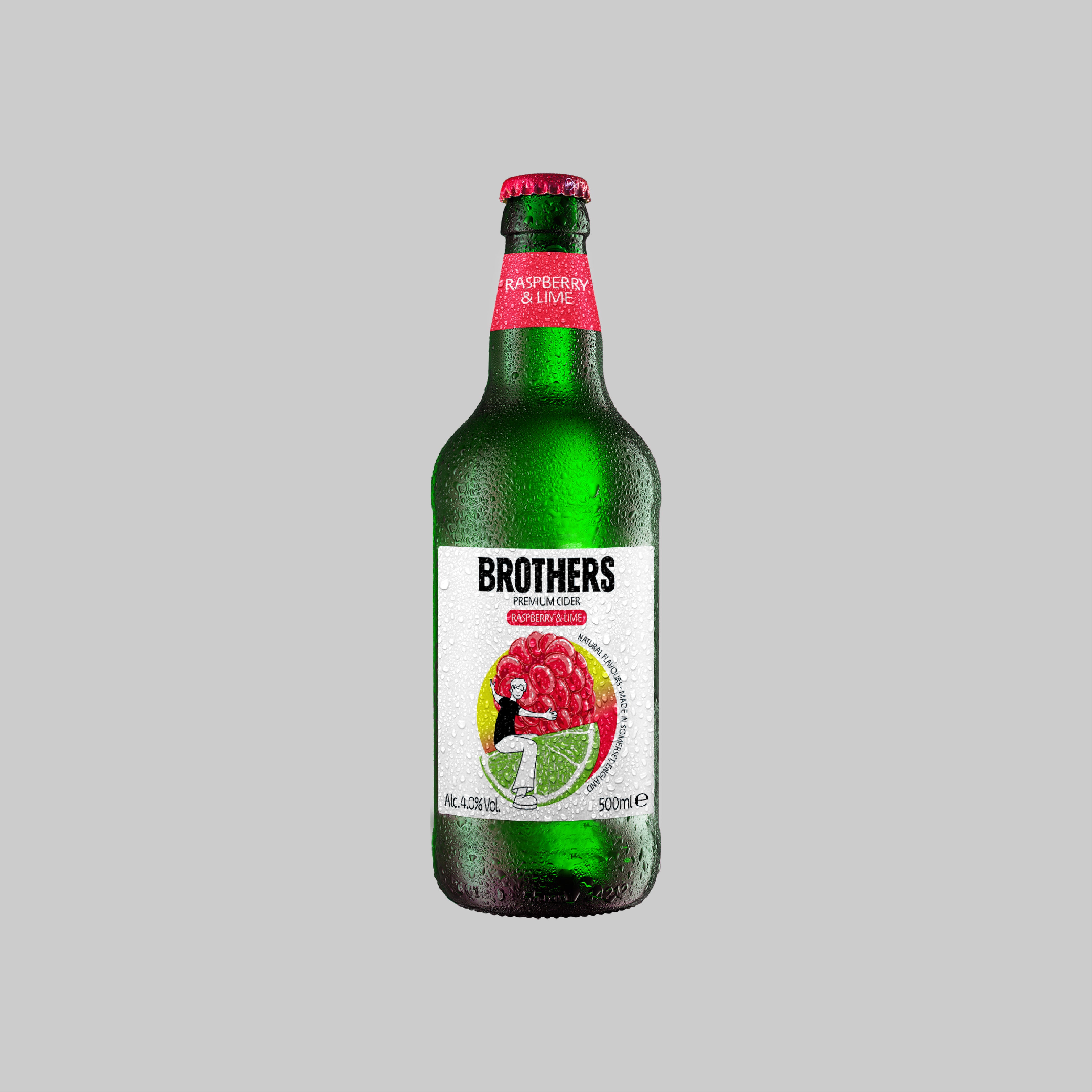 Brothers Raspberry & Lime English Cider Bottle 500ml 4.0% - Time2Drink